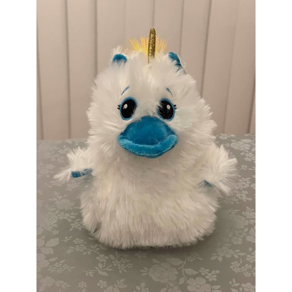 NWT Goffa International White, Blue & Rainbow Unicorn Duck Plush Stuffed Animal* - Picture 1 of 11
